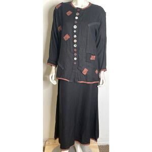 In the Mix Black CA 2 Pc Set M NWT Dress Jacket Lagenlook Nothing Matches Patch